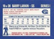 1992 Donruss Cracker Jack I #19 Barry Larkin Back