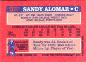 1991 Topps Cracker Jack Series One #5 Sandy Alomar Back