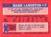 1991 Topps Cracker Jack Series One #17 Mark Langston Back