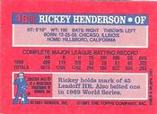 1991 Topps Cracker Jack Series One #18 Rickey Henderson Back