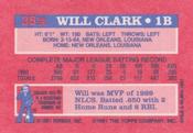 1991 Topps Cracker Jack Series One #35 Will Clark Back
