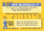 1991 Topps Cracker Jack Series Two #6 Ben McDonald Back