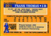 1991 Topps Cracker Jack Series Two #20 Frank Thomas Back