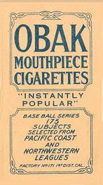 1909-11 Obak (T212) #NNO Fred Raymer Back