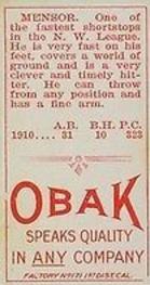 1909-11 Obak (T212) #NNO Ed Mensor Back
