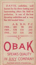 1909-11 Obak (T212) #NNO Ben Davis Back