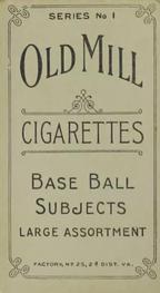 1910 Old Mill Cigarettes T210 #NNO James Hannifan Back