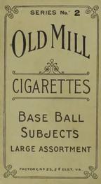 1910 Old Mill Cigarettes T210 #NNO Thomas Toner Back