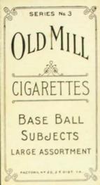 1910 Old Mill Cigarettes T210 #NNO Tom Carlin Back