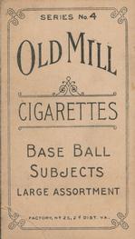 1910 Old Mill Cigarettes T210 #NNO Hollis Back