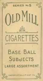1910 Old Mill Cigarettes T210 #NNO Joseph Gorham Back