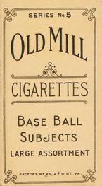 1910 Old Mill Cigarettes T210 #NNO Charles Ochs Back