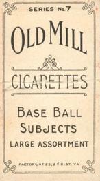 1910 Old Mill Cigarettes T210 #NNO William Schumaker Back