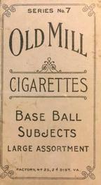 1910 Old Mill Cigarettes T210 #NNO Joseph Bonner Back