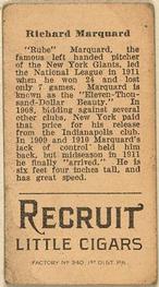 1912 American Tobacco Company Brown Background (T207) #NNO Rube Marquard Back