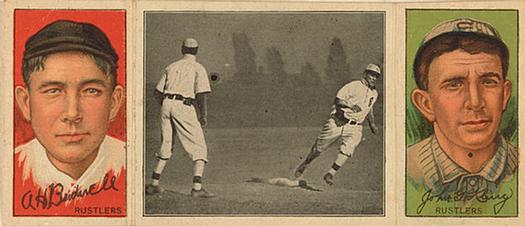 1912 Hassan Triple Folders T202 #NNO Clarke Hikes for Home (Al Bridwell / Johnny Kling) Front