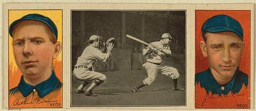 1912 Hassan Triple Folders T202 #NNO Tom Jones at Bat (Art Fromme / Larry McLean) Front