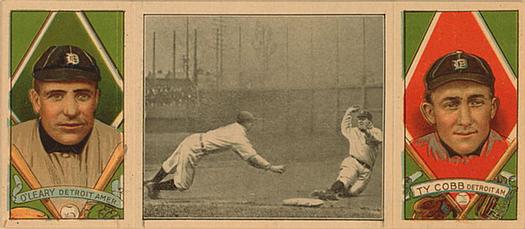 1912 Hassan Triple Folders T202 #NNO Fast Work at Third (Charley O'Leary / Ty Cobb) Front