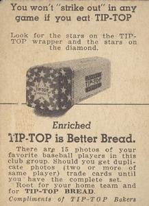 1947 Tip Top (D323) #NNO Bob Kennedy Back