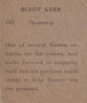 1949 M.P. & Co. (R302-2) #102 Buddy Kerr Back