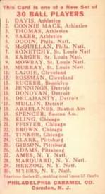 1910 Philadelphia Caramel E96 #NNO Ed Konetchy Back