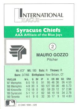 1990 CMC Syracuse Chiefs #2 Mauro Gozzo Back