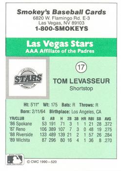 1990 CMC Las Vegas Stars #17 Tom LeVasseur Back
