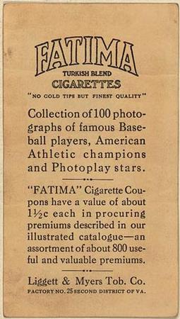 1914 Fatima (T222) #NNO Boardwalk Brown Back