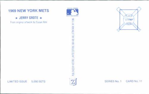 1989 Historic Limited Editions 1969 New York Mets Postcards #11 Jerry Grote Back