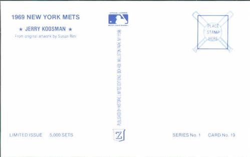 1989 Historic Limited Editions 1969 New York Mets Postcards #19 Jerry Koosman Back
