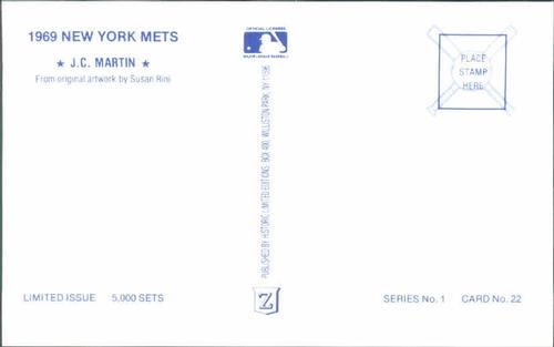 1989 Historic Limited Editions 1969 New York Mets Postcards #22 J.C. Martin Back