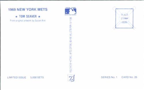 1989 Historic Limited Editions 1969 New York Mets Postcards #26 Tom Seaver Back