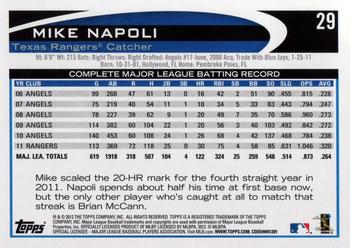 2012 Topps Opening Day #29 Mike Napoli Back