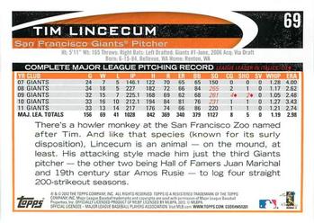 2012 Topps Opening Day #69 Tim Lincecum Back