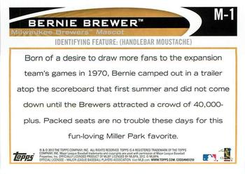 2012 Topps Opening Day - Mascots #M-1 Bernie Brewer Back
