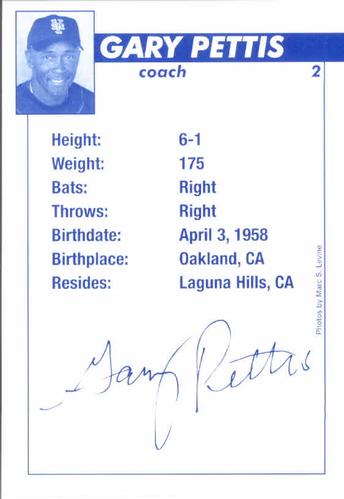 2003 New York Mets Marc S. Levine Photocards #21 Gary Pettis Back