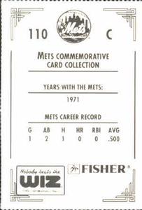 1991 The Wiz New York Mets #110 Francisco Estrada Back
