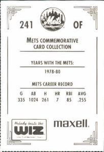 1991 The Wiz New York Mets #241 Elliott Maddox Back