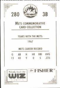 1991 The Wiz New York Mets #280 Joe Moock Back