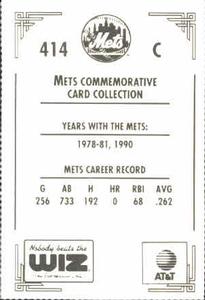 1991 The Wiz New York Mets #414 Alex Trevino Back