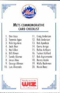 1991 The Wiz New York Mets #440 Checklist 1-40 Front