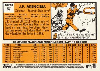 2012 Topps Heritage #67 J.P. Arencibia Back
