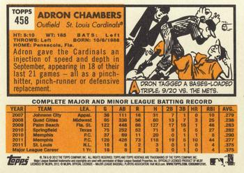 2012 Topps Heritage #458 Adron Chambers Back