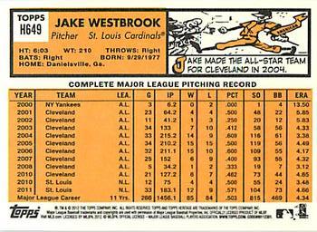 2012 Topps Heritage #H649 Jake Westbrook Back