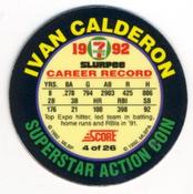 1992 Score 7-Eleven Superstar Action Coins #4 Ivan Calderon Back