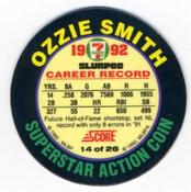 1992 Score 7-Eleven Superstar Action Coins #14 Ozzie Smith Back