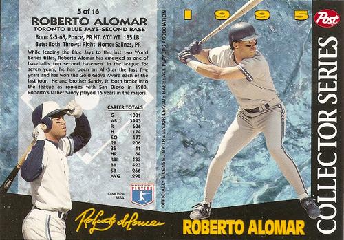 1995 Post Collector Series 3x5 #5 Roberto Alomar Front