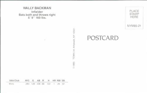 1985 TCMA New York Mets Postcards #NYM85-21 Wally Backman Back