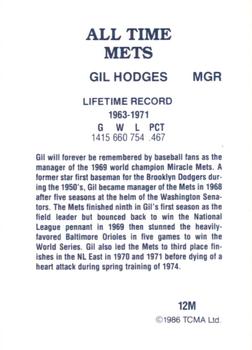 1986 TCMA All-Time New York Mets #12M Gil Hodges Back