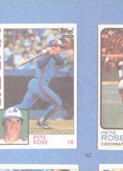 1985 Renata Galasso Pete Rose #92 Pete Rose Back